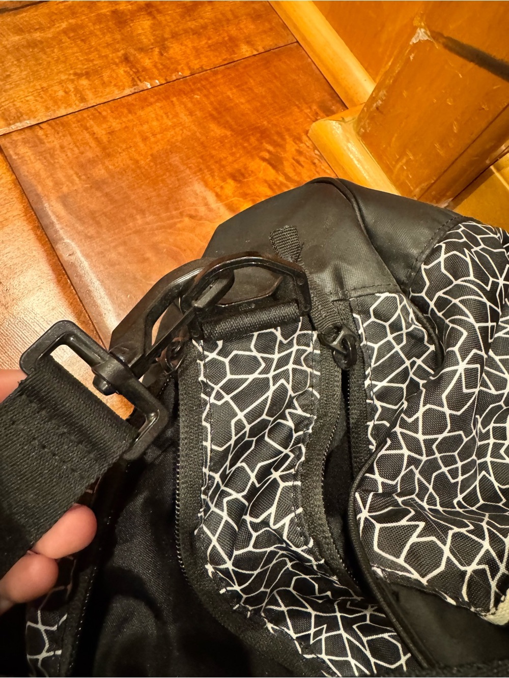 Nike Black and White Geometric Sport Duffel - Picture 8 of 10